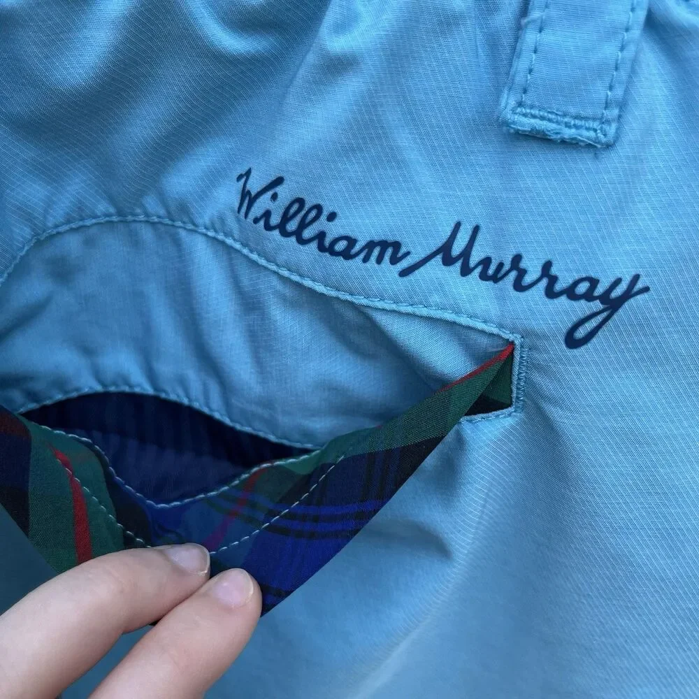 William Murray Performance Golf Shorts Men 32 Straight Fit Blue Athletic Tartan